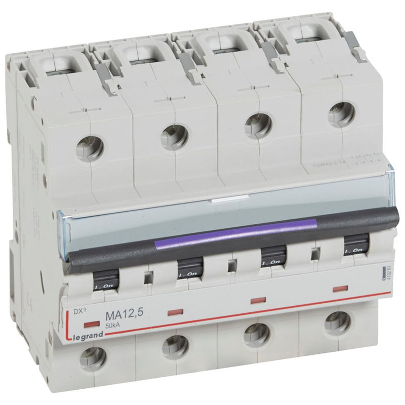 Legrand 410261 - Disjoncteur magnétique seul DX³-M - vis/vis - 4P 400V~ - 12,5A - 50KA - 6 mod