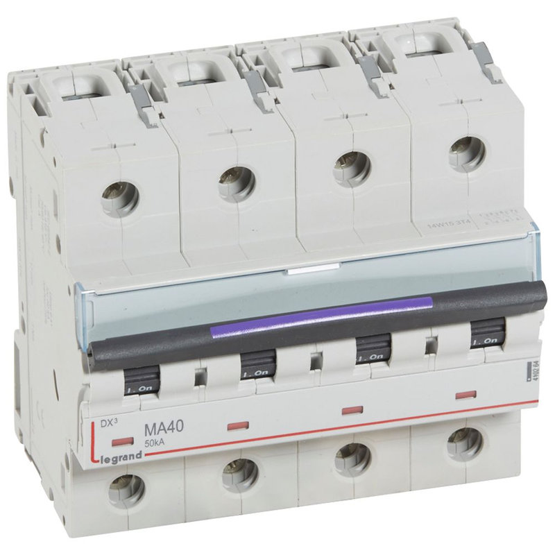 Legrand 410264 - Disjoncteur magnétique seul DX³-M - vis/vis - 4P - 400V~ - 40A - 50KA - 6 mod