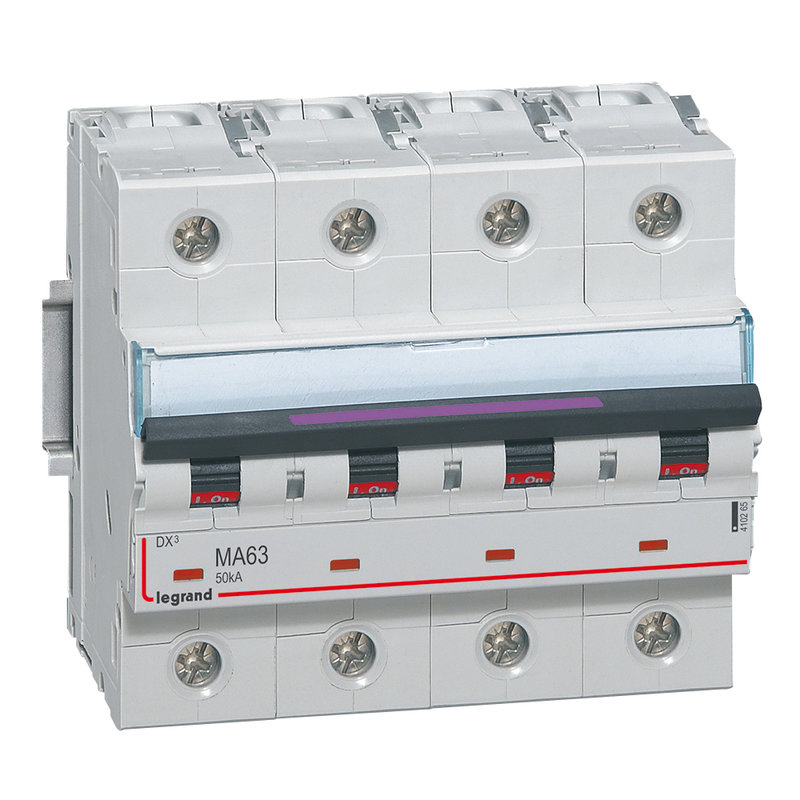 Legrand 410265 - Disjoncteur magnétique seul DX³-M - vis/vis - 4P - 400V~ - 63A - 50KA - 6 mod