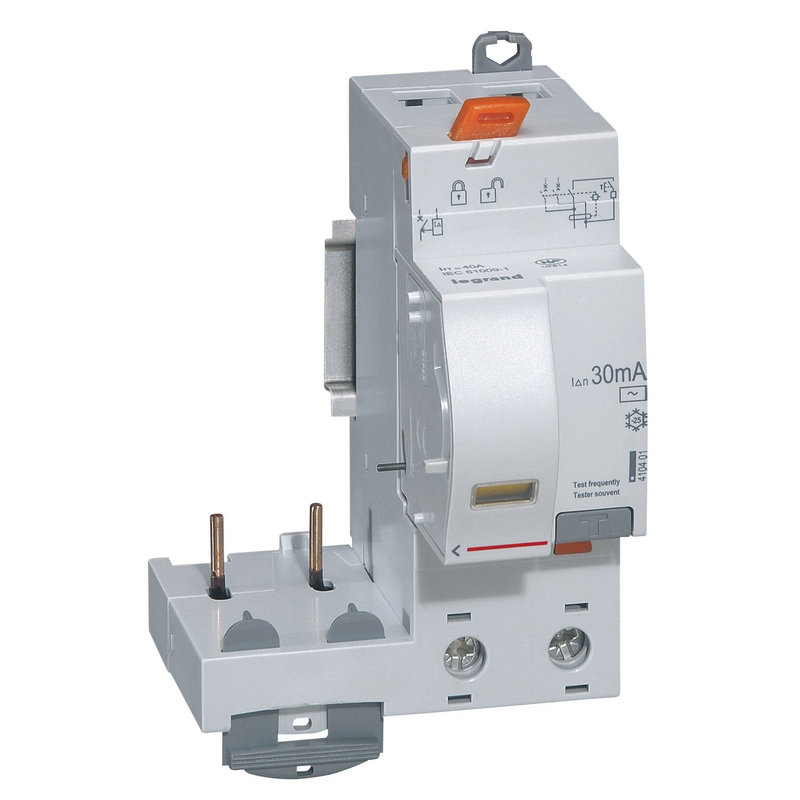 Legrand 410401 - Bloc diff adaptable vis DX³ pour disj 1 mod/pôle -2P 230 à 400V~ 40A typeAC 30mA