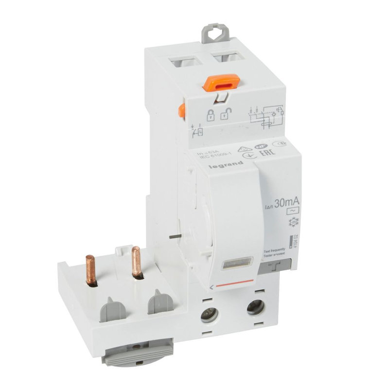 Legrand 410402 - Bloc diff adaptable vis DX³ pour disj 1 mod/pôle -2P 230 à 400V~ 63A typeAC 30mA