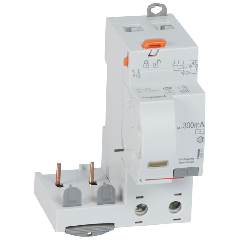 Legrand 410413 - Bloc diff adaptable vis DX³ pour disj 1 mod/pôle 2P 230 à 400V~ 40A typeAC 300mA