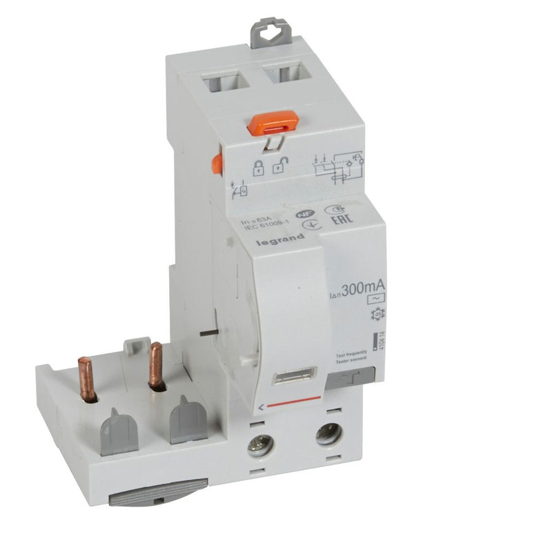 Legrand 410414 - Bloc diff adaptable vis DX³ pour disj 1 mod/pôle -2P 230-400V~ 63A typeAC 300mA