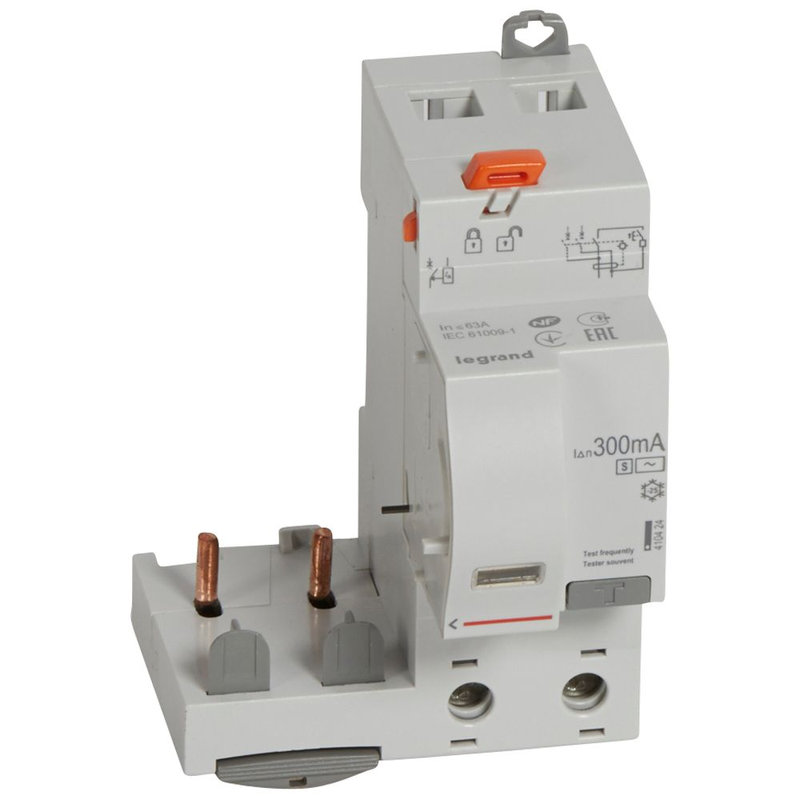 Legrand 410424 - Bloc diff adapt DX³-vis-2P-230/400V~~-63A-typeAC-300mA sélect-disj 1 mod/pôle