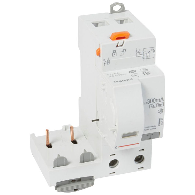 Legrand 410446 - Bloc diff adaptable à vis DX³ pour disj 1 mod/pôle 2P 230-400V~ 40A -typeF 300mA