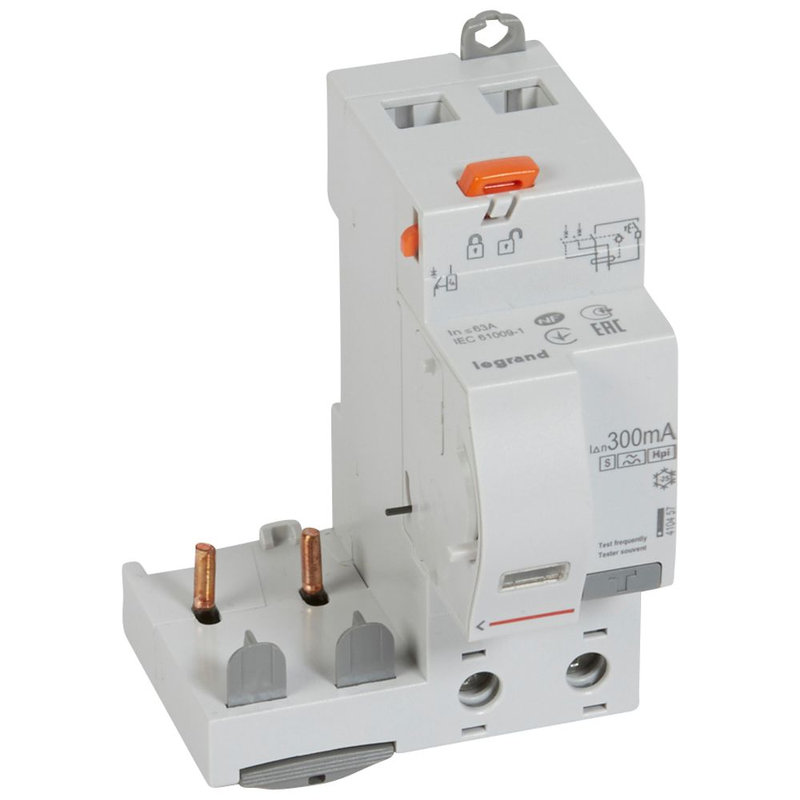 Legrand 410457 - Bloc diff adapt DX³-vis-2P-230/400V~~-63A-typeF-300mA sélect-disj 1 mod/pôle