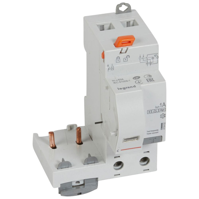 Legrand 410462 - Bloc diff adapt DX³-vis-2P-230/400V~~-63A-typeF-1000mA sélect-disj 1 mod/pôle