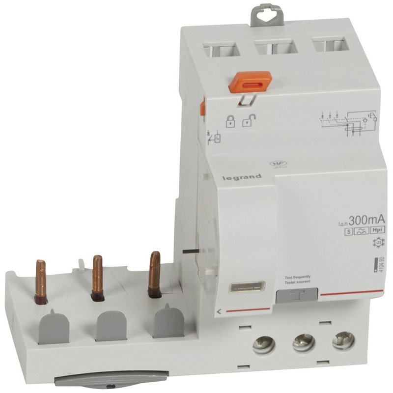 Legrand 410493 - Bloc diff adaptable à vis DX³ pour disj 1 mod/pôle 3P 63A typeF 300mA sélectif