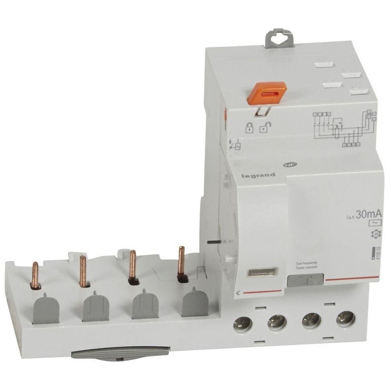 Legrand 410505 - Bloc diff adaptable automatique DX³ pour disj 1 module/pôle 4P 40A typeAC 30mA