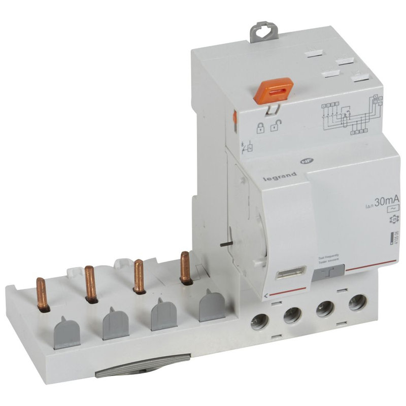 Legrand 410506 - Bloc diff adaptable automatique DX³ pour disj 1 module/pôle 4P 63A typeAC 30mA