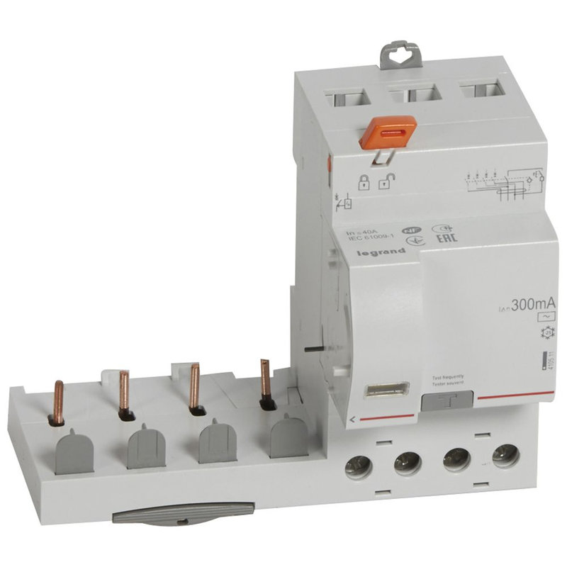 Legrand 410511 - Bloc diff adaptable vis DX³ pour disj. 1 module/pôle - 4P 400V~ 40A typeAC 300mA