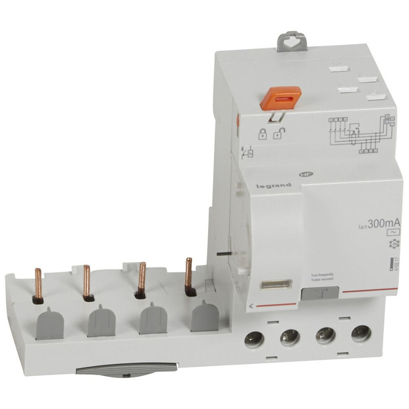 Legrand 410517 - Bloc diff adaptable automatique DX³ pour disj 1 module/pôle 4P 40A typeAC 300mA