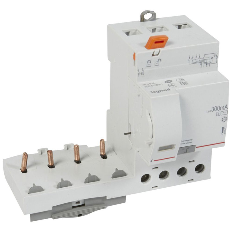 Legrand 410521 - Bloc diff adaptable vis DX³ pour disj 1 mod/pôle 4P 400V~ 63A typeAC 300mA sél