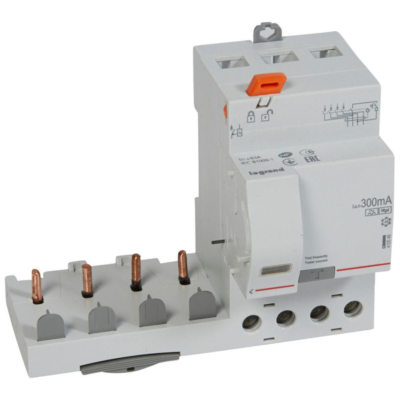Legrand 410546 - Bloc diff adaptable à vis DX³ disj. 1 module/pôle -4P 400V~ -63A -typeF 300mA