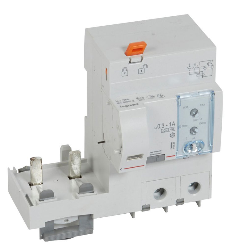 Legrand 410584 - Bloc diff adapt DX³ - à vis - 2P - 230/400V~-125A - typeF - 300/1000mA