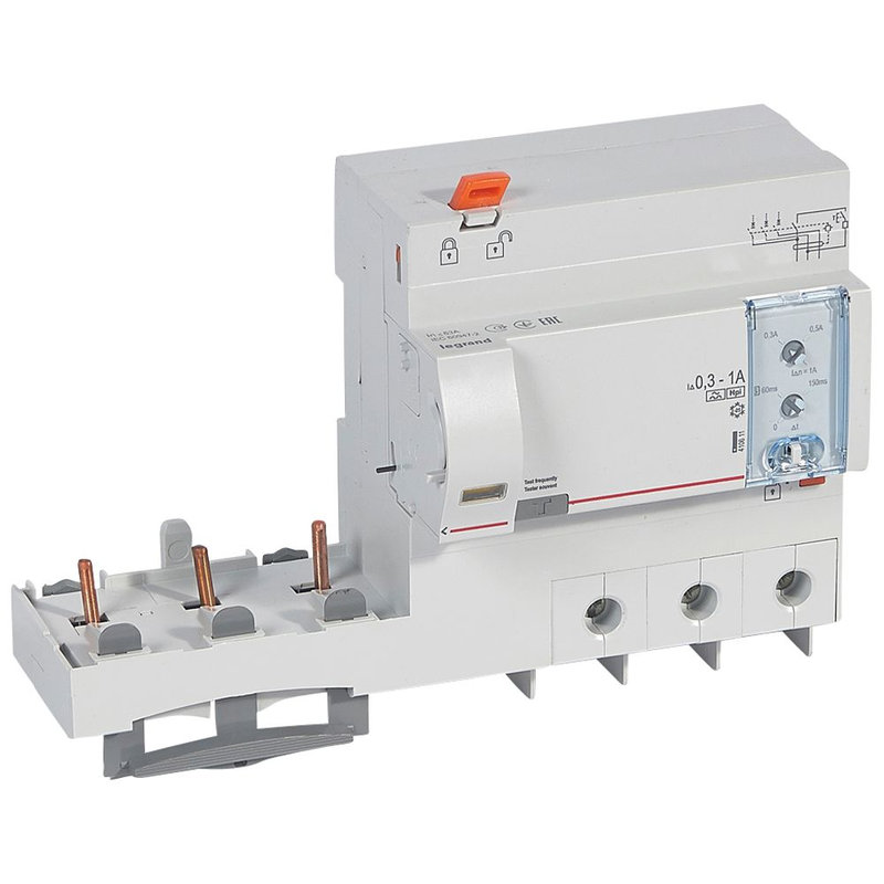 Legrand 410611 - Bloc diff adaptable à vis DX³ pour disj. 1,5 mod/pôle -3P 63A -typeF réglable