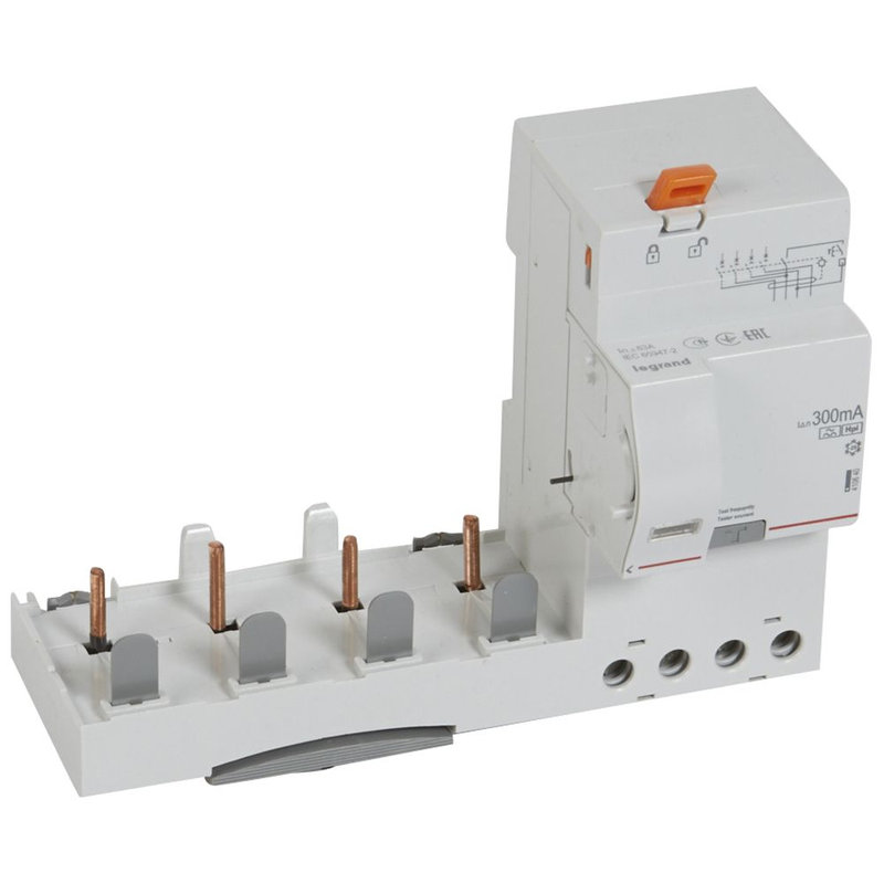 Legrand 410640 - Bloc diff adaptable à vis DX³ - disj. 1,5 module/pôle 4P 400V~ 63A typeF 300mA