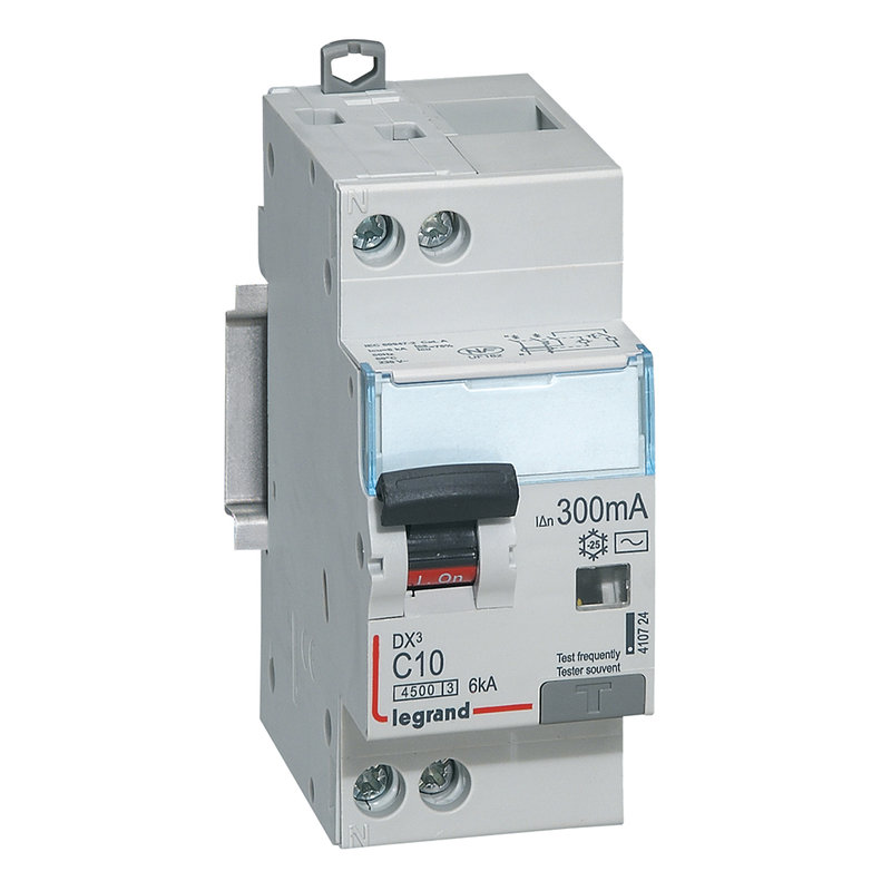Legrand 410724 - Disjoncteur diff DX³ 4500 - vis/vis -U+N 230V~ 10A -typeAC -300mA -courbe C - 2M