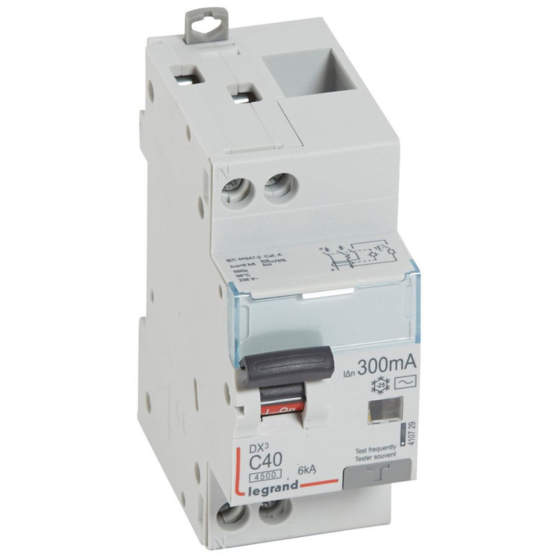 Legrand 410729 - Disjoncteur diff DX³ 4500 - vis/vis -U+N 230V~ 40A -typeAC -300mA -courbe C - 2M