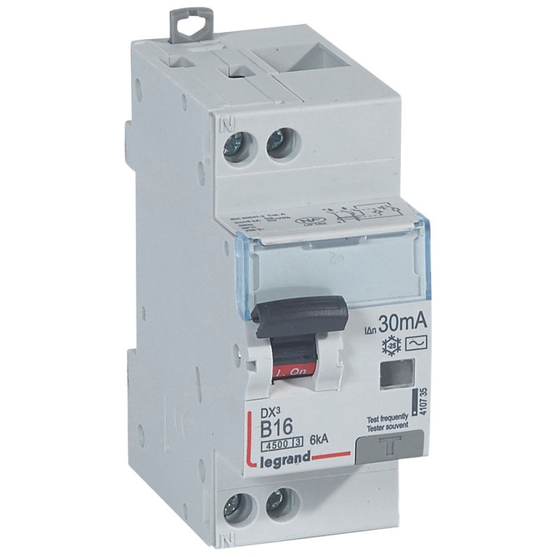 Legrand 410735 - Disjoncteur diff DX³ 4500 -vis/vis- U+N 230V~16A - typeAC -30mA - courbe B - 2 M
