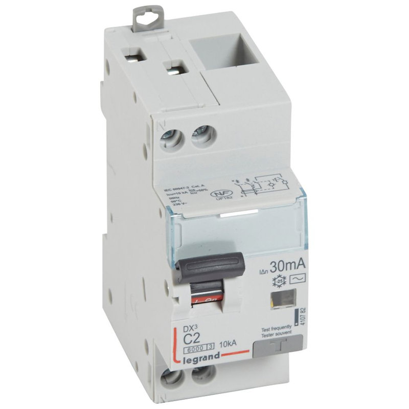 Legrand 410782 - disj. diff monobloc DX³6000 10kA arrivée haute/départ bas vis U+N 2A typeAC 30mA
