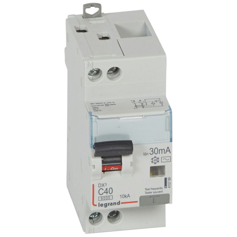 Legrand 410789 - Disj. diff monobloc DX³6000 10kA arrivée haut/départ bas vis U+N 40A typeAC 30mA