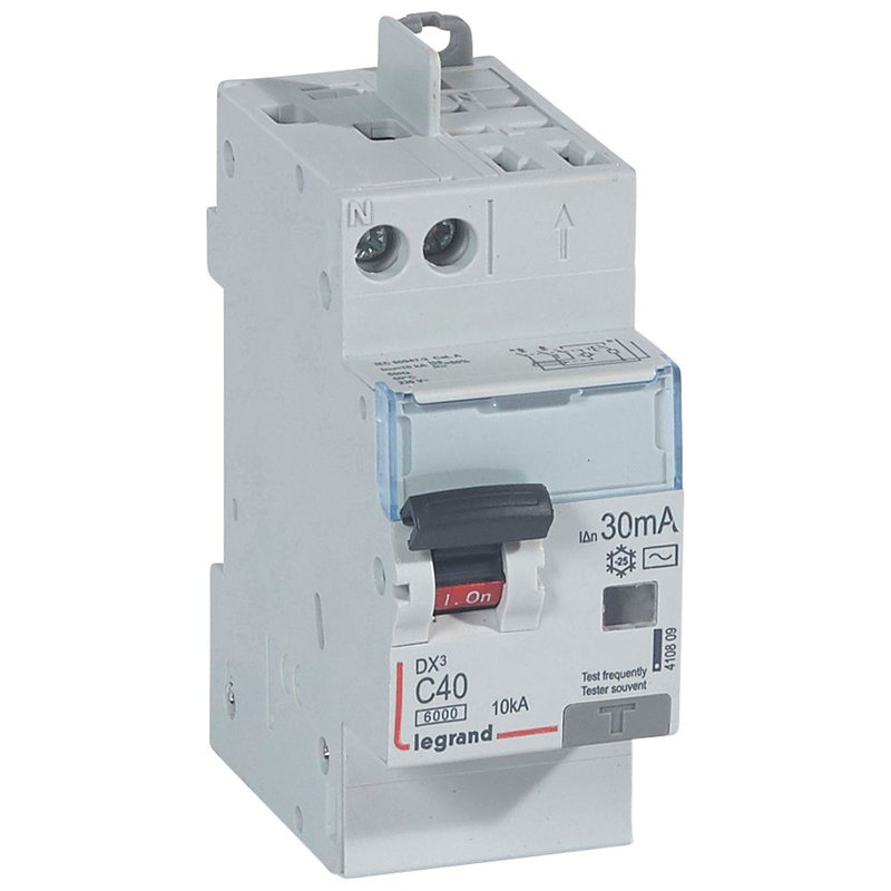 Legrand 410809 - Disjoncteur diff DX³ 6000 -vis/auto-U+N 230V~-40A-typeAC-30mA-courbe C - 2 mod