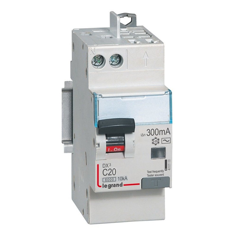 Legrand 410834 - Disjoncteur diff DX³ 6000 -vis/auto-U+N 230V~-20A-typeAC-300mA courbe C - 2M