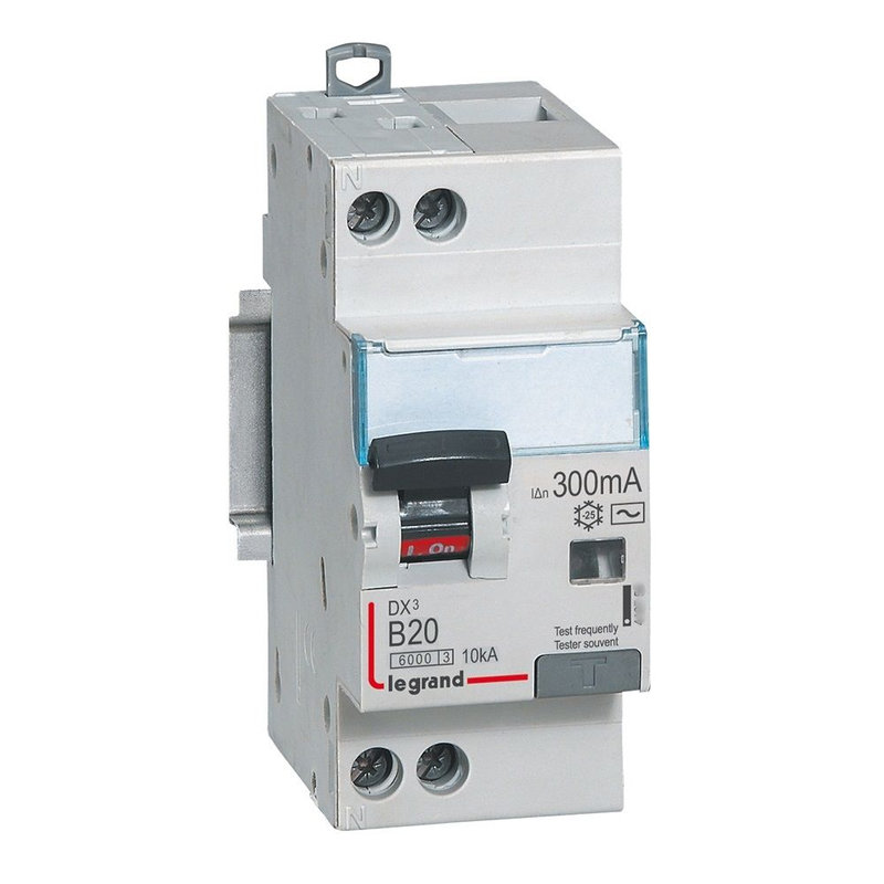 Legrand 410900 - Disjoncteur diff DX³ 6000 - U+N 230V~- typeAC 300mA - 20 A courbe B - 2 modules