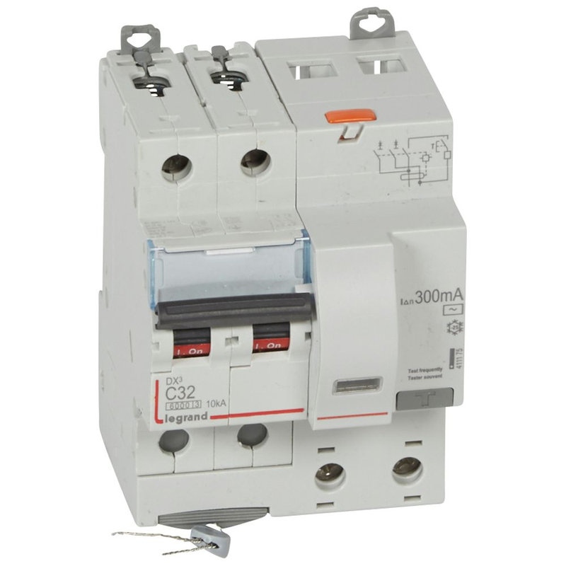 Legrand 411175 - Disjoncteur diff DX³ 6000 -vis-2P-230/400V~-32A -typeAC -300mA- courbe C - 4 mod