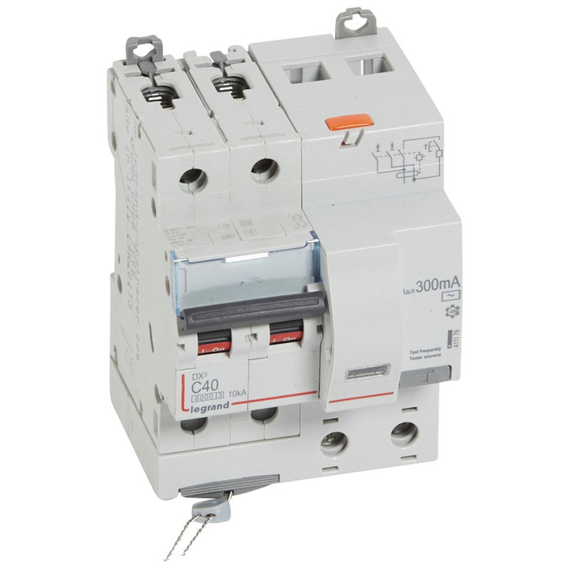 Legrand 411176 - Disjoncteur diff DX³ 6000 -vis-2P-230/400V~-40A -typeAC -300mA- courbe C - 4 mod