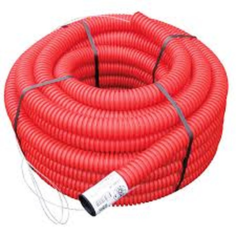 Gaine TPC annelée rouge Ø40 mm - couronne de 25 m