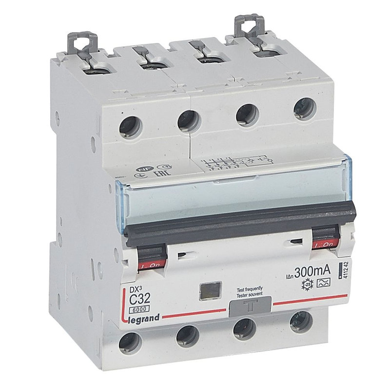 Legrand 411242 - Disj. diff monobloc DX³6000 10kA arrivée haut/départ bas vis 4P 32A typeA 300mA