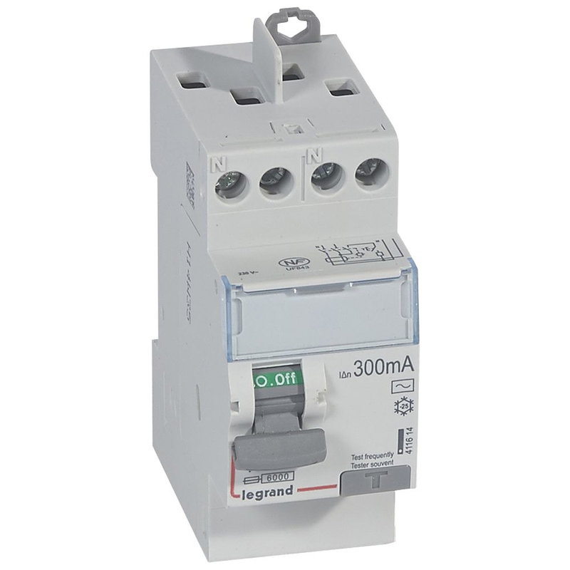 Legrand 411614 - Interrupteur différentiel DX³-ID haut/haut vis - 2P 230V~ 40A AC 300mA - 2 mod