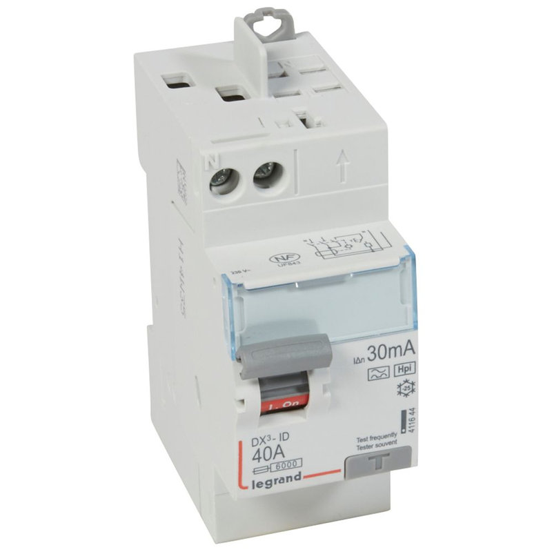 Legrand 411644 - Interrupteur différentiel DX³-ID haut vis/haut auto 2P 230V~ 40A F 30mA - 2 mod