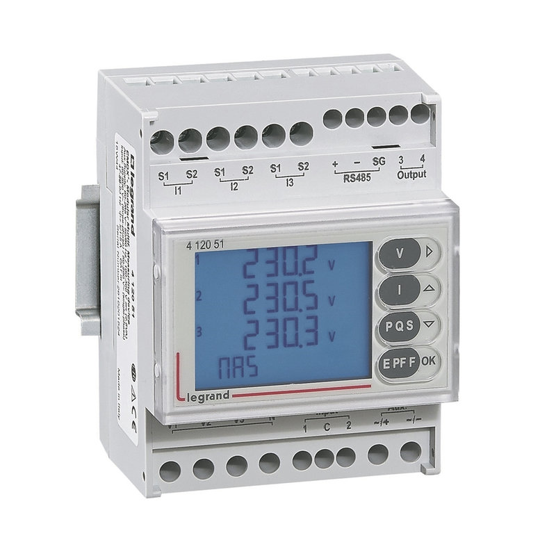 Legrand 412051 - Centrale de mesure EMDX³ affichage LCD avec sortie RS485/impulsion - 4 modules