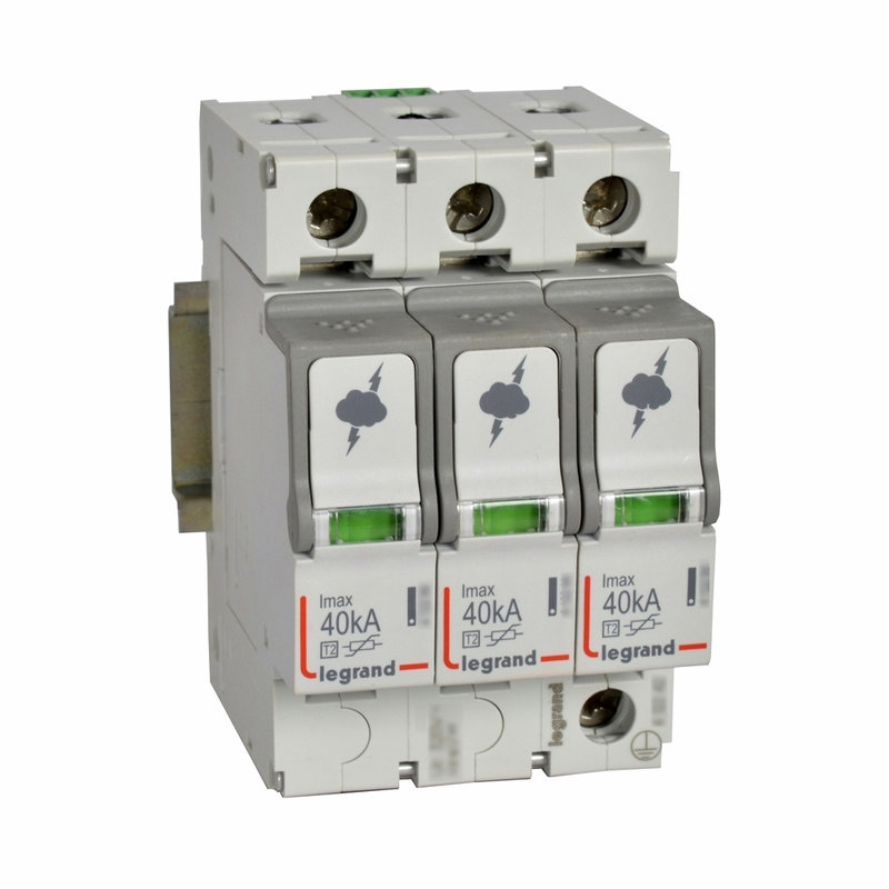 Legrand 412232 - Parafoudre basse tension typeT2 Imax 40kA/pôle - 3P 440 V~ ( IT ) - 3 modules