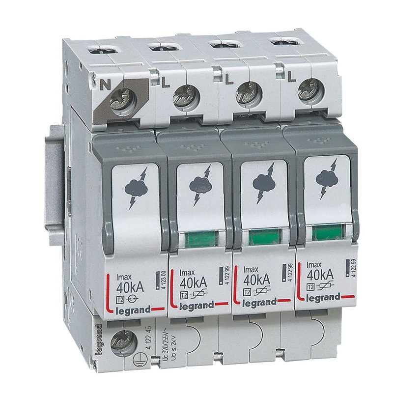 Legrand 412245 - Parafoudre basse tension typeT2 Imax 40kA/pôle - 3P+N 320V~ - 4 modules