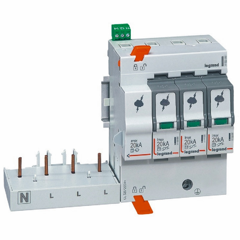 Legrand 412261 - Bloc parafoudre adaptable typeT2 Imax 20kA/pôle - 3P+N 320V~ - 8 modules