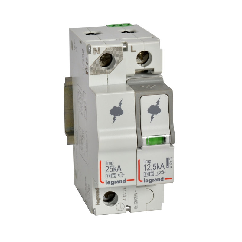 Legrand 412274 - Parafoudre - protection tableau principal - T1+T2 - Iimp 12,5 kA/pôle - 1P+N