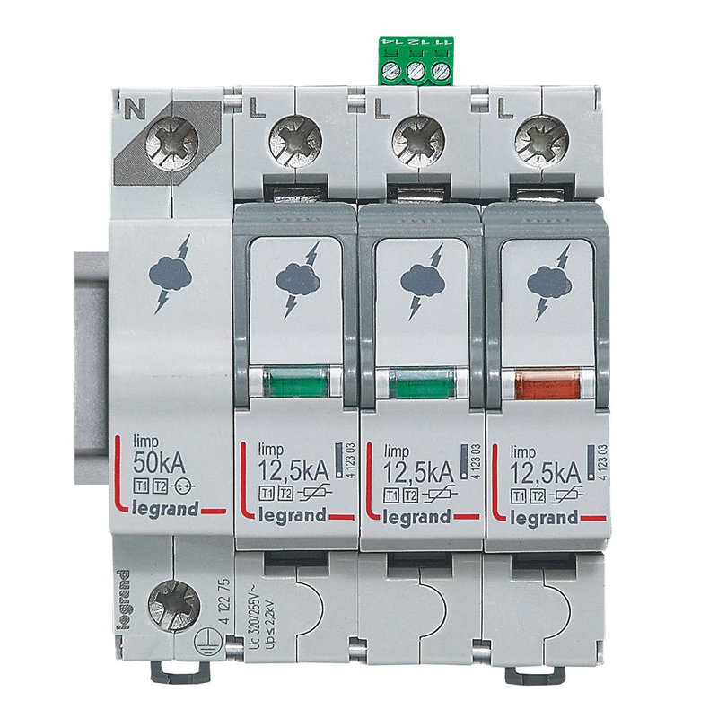 Legrand 412275 - Parafoudre - protection tableau principal - T1+T2 - Iimp 12,5 kA/pôle - 3P+N