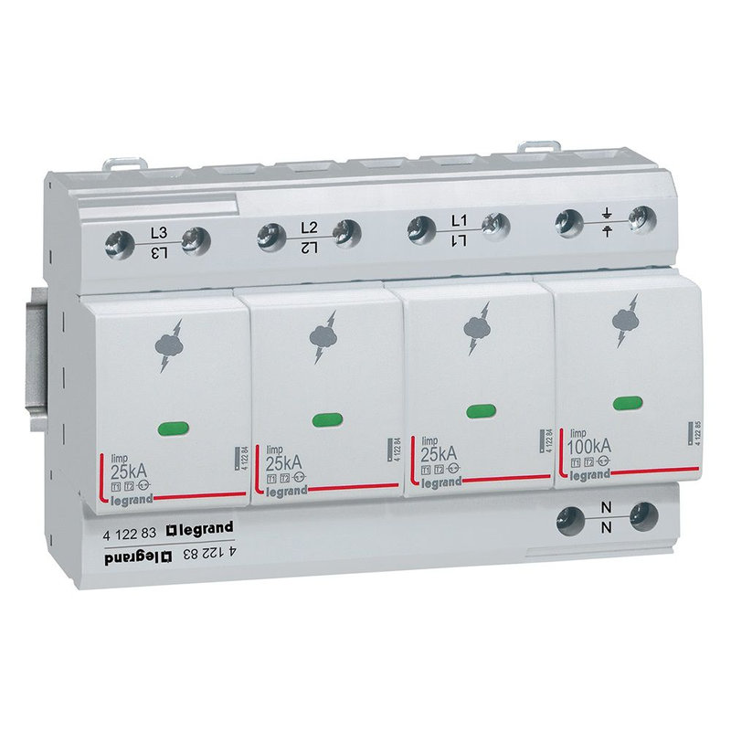 Legrand 412283 - Parafoudre T1 - Iimp 25 kA/pôle - 3P+N - 8 modules