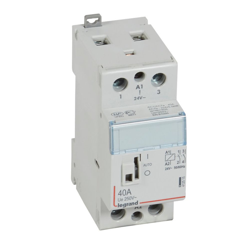 Legrand 412515 - Contacteur de puissance CX³ commande manuelle 24V~ - 2P 250V~ - 40A - 2F - 2 mod