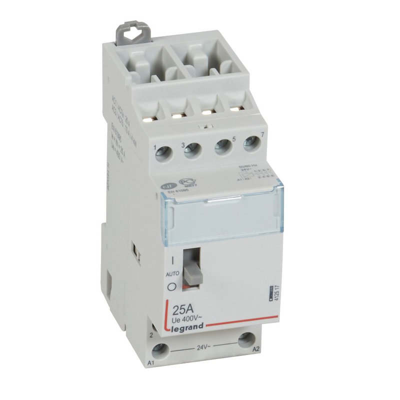 Legrand 412517 - Contacteur de puissance CX³ commande manuelle 24V~ - 2P 400V~ - 25A - 4F - 2 mod