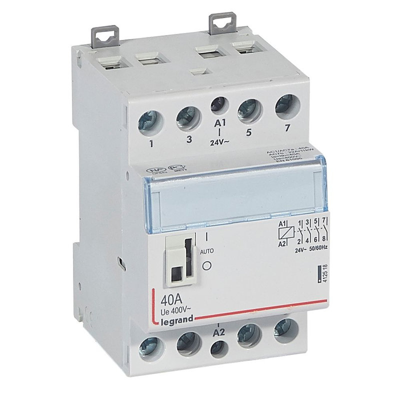 Legrand 412518 - Contacteur de puissance CX³ commande manuelle 24V~ - 2P 400V~ - 40A - 4F - 3 mod
