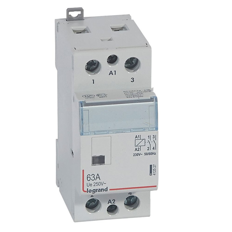 Legrand 412527 - Contacteur de puissance bobine 230V~ - 2P - 250V~~ - 63A - 2 F - 2 modules