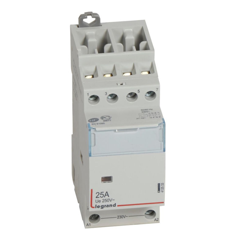 Legrand 412533 - Contacteur de puissance bobine 230V~ - 4P - 400V~~ - 25 A - 2O+2F - 2 modules
