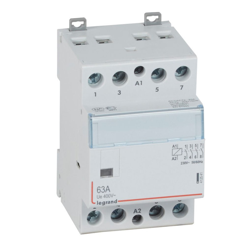 Legrand 412541 - Contacteur de puissance bobine 230V~ - 4P - 400V~~ - 63A - 4F - 3 modules