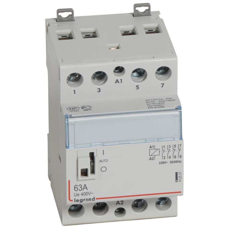 Legrand 412557 - Contacteur de puissance CX³ bobine 230V~ - 4P 250V~ - 63A - 4O - 3 modules