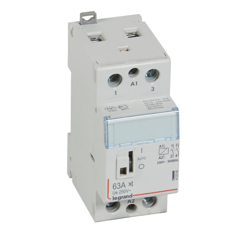 Legrand 412560 - Contacteur puissance CX³ silencieux bobine 230V~ -2P 250V~ 63A - 2F -2 modules
